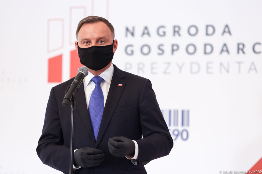 Prezydent RP Andrzej Duda przemawia do zebranych gości.
