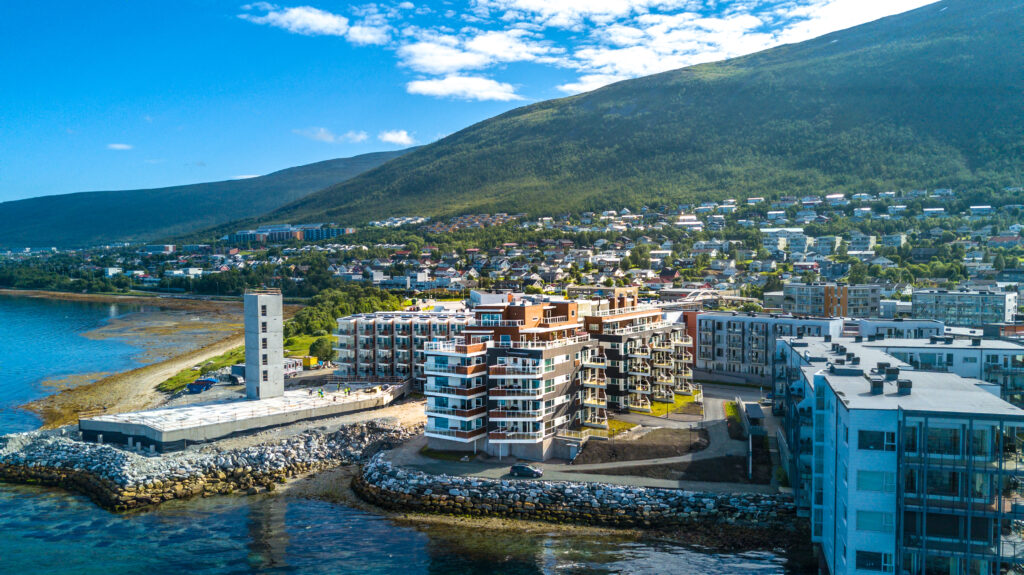 Panorama miasteczka w Norwegii